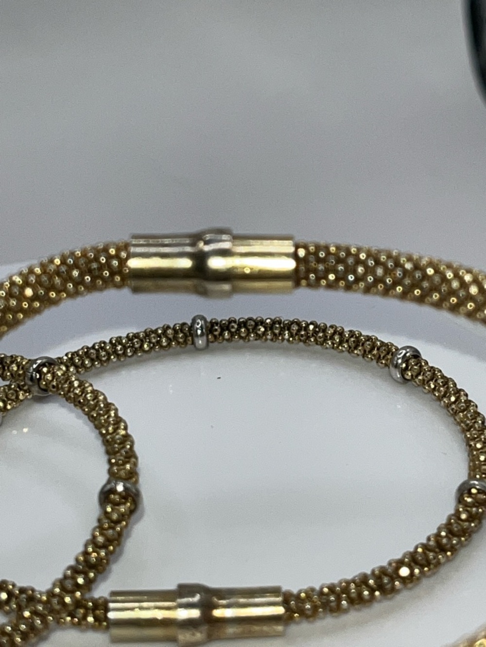 Gold Mesh Tube Bangle Bracelet 925 Italy - Picture 6 of 11